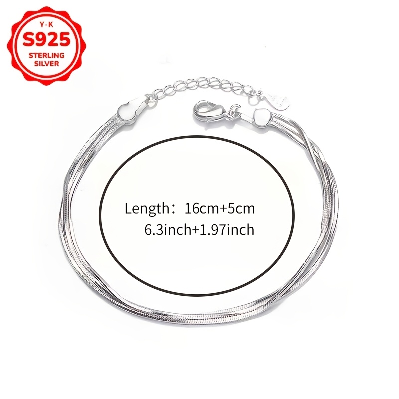 S925 Silver Snake Bone Multi-Layer Bracelet, Versatile Design